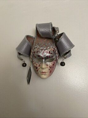 Italian Mask Hand-painted Made in Italy With headdress Venetian Mask Tags